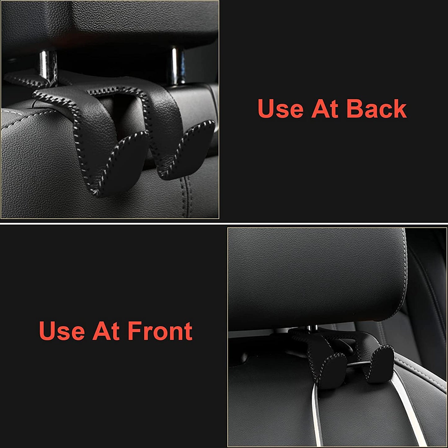 【2021 Upgraded】Car Purse Hook, 2 in 1 Car Seat Headrest Hooks Durable Hanger Storage Holder Leather Organizer for Hanging Grocery Bags, 1 Pack