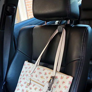  The Purse Net Car Net Pocket Handbag Holder Between Seats w/4  Grocery Bag Headrest Hooks, Purse Holder for Car